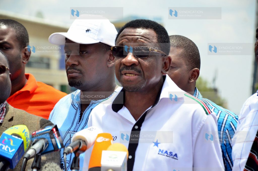 Siaya Senator James Orengo addressing media