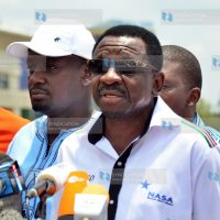 Siaya Senator James Orengo addressing media
