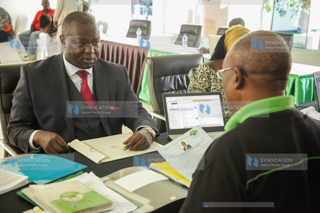 Prof Tom Ojienda when he presented his papers to IEBC officials