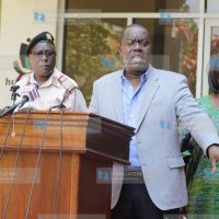 Internal Security CS Fred Matiang'i and his Defense counterpart Rachael Omamo