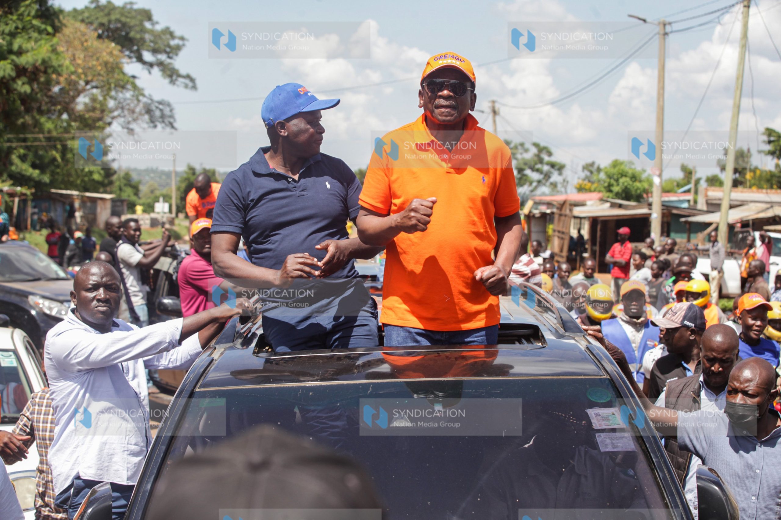 James Orengo and his running mate William Oduol Denge campaign in Siaya Town