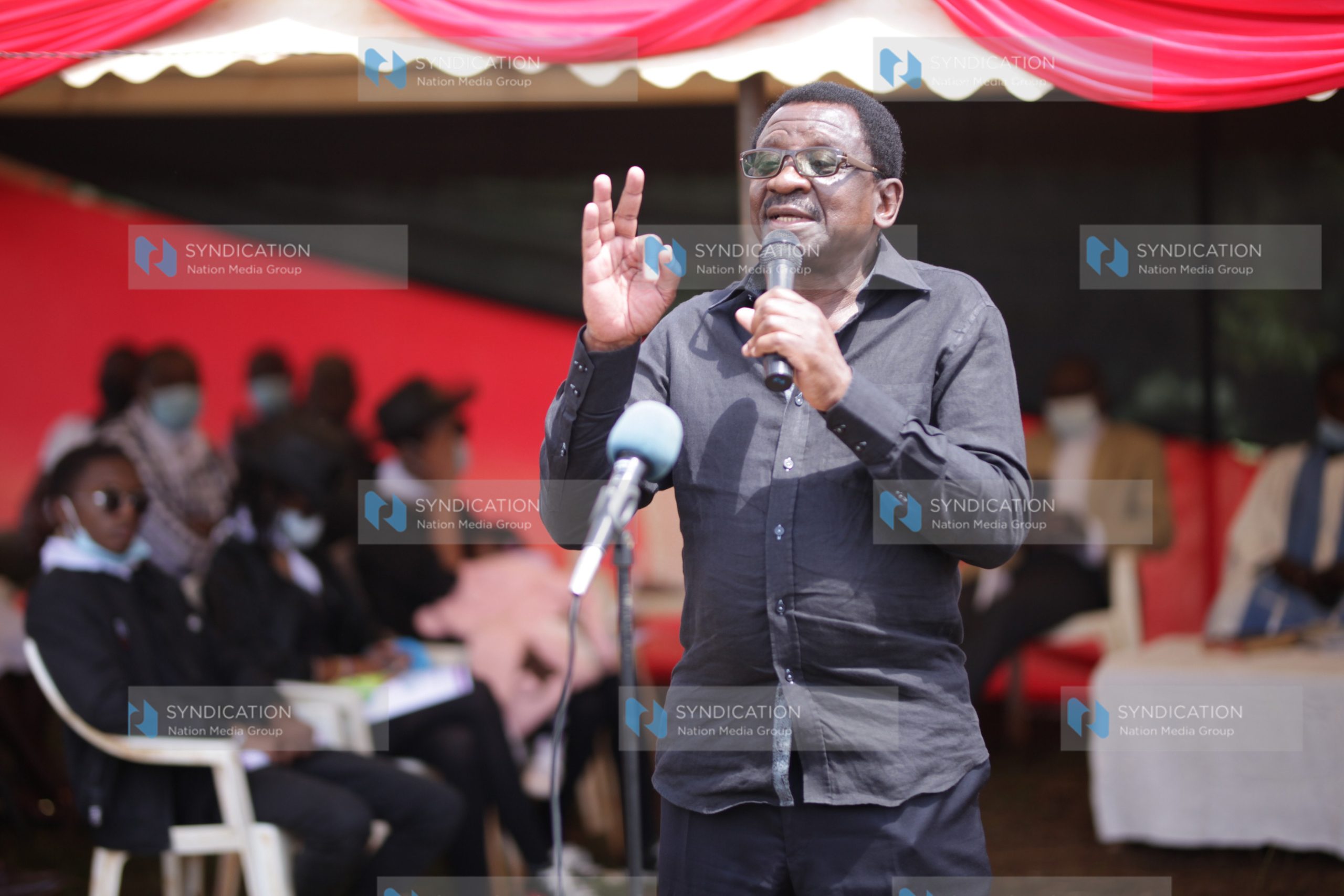 Siaya Senator James Orengo addresses mourners