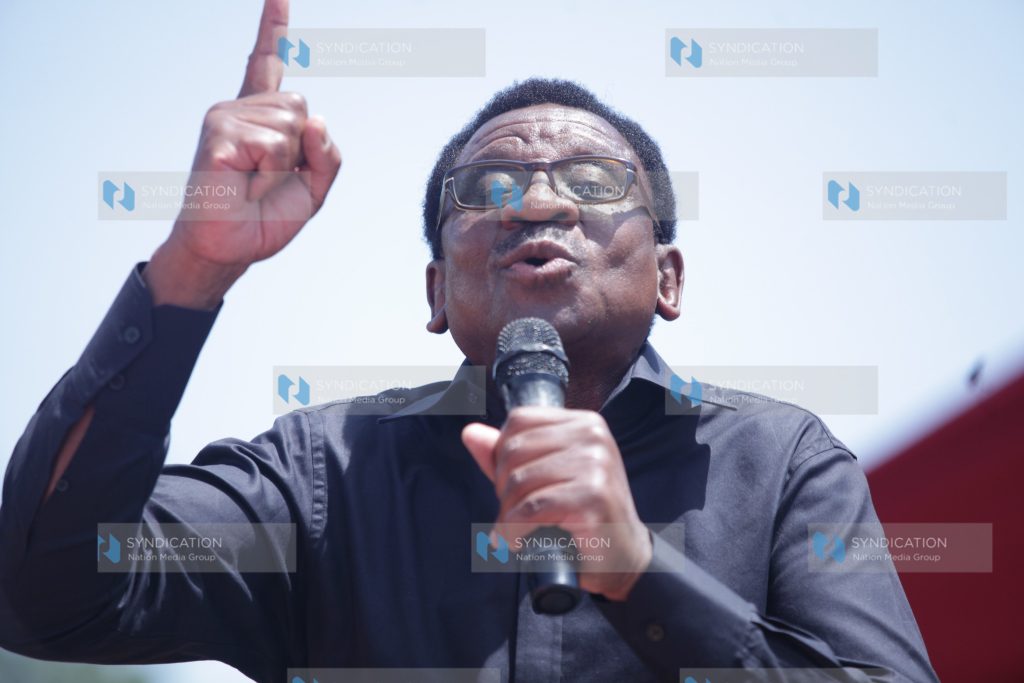 Siaya Senator James Orengo addresses mourners