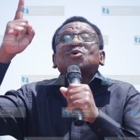 Siaya Senator James Orengo addresses mourners