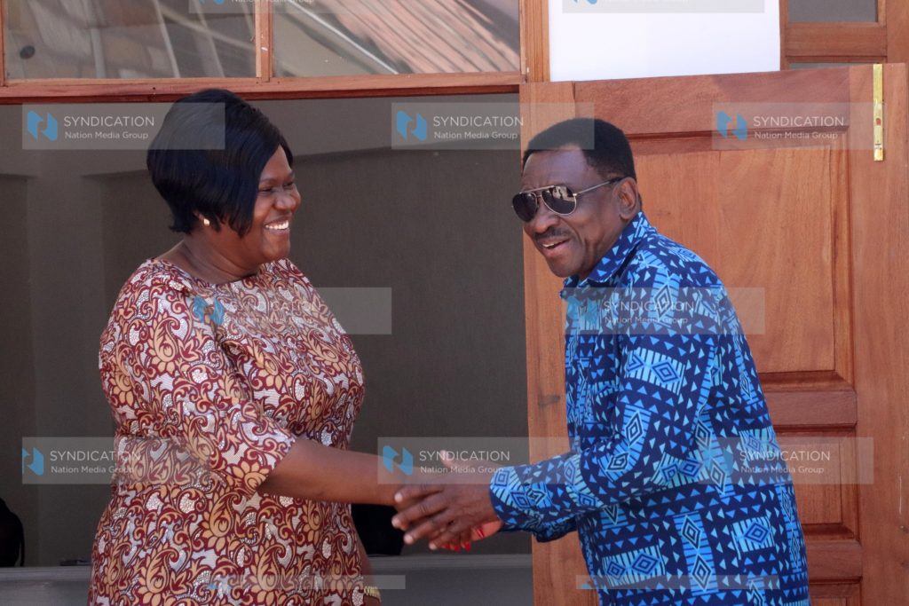Homa Bay Governor Gladys Wanga with her counterpart from Siaya James Orengo