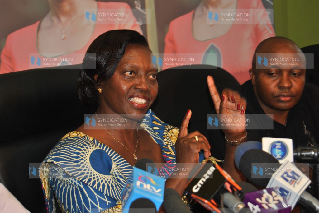 Presidential candidate and party Leader of Narc Martha Karua (left)