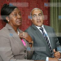 Charity Ngilu (left) and Najib Balala during a press conference