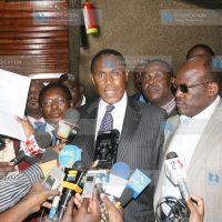 Party of National Unity Chairman Professor George Saitoti (center)