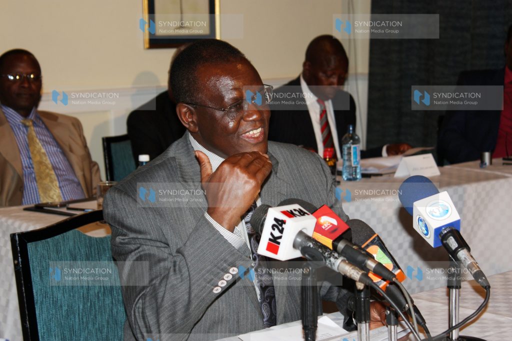 Kiraitu Murungi addresses delegates at a PNU/NEC meeting