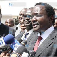 Kalonzo Musyoka, Kiraitu Murungi and Uhuru Kenyatta address journalists