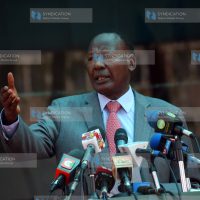 Cabinet Secretary Internal Security Joseph Ole Nkaissery addressing journalists
