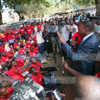 Joseph Ole Nkaissery addressing Members of Makonde Community