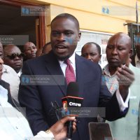 Nairobi Senator Johnson Sakaja addressing the press