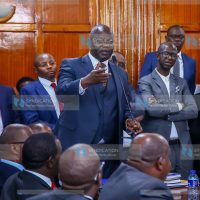Kisumu County Senator Prof. Tom Ojienda during his submissions during the petition hearing