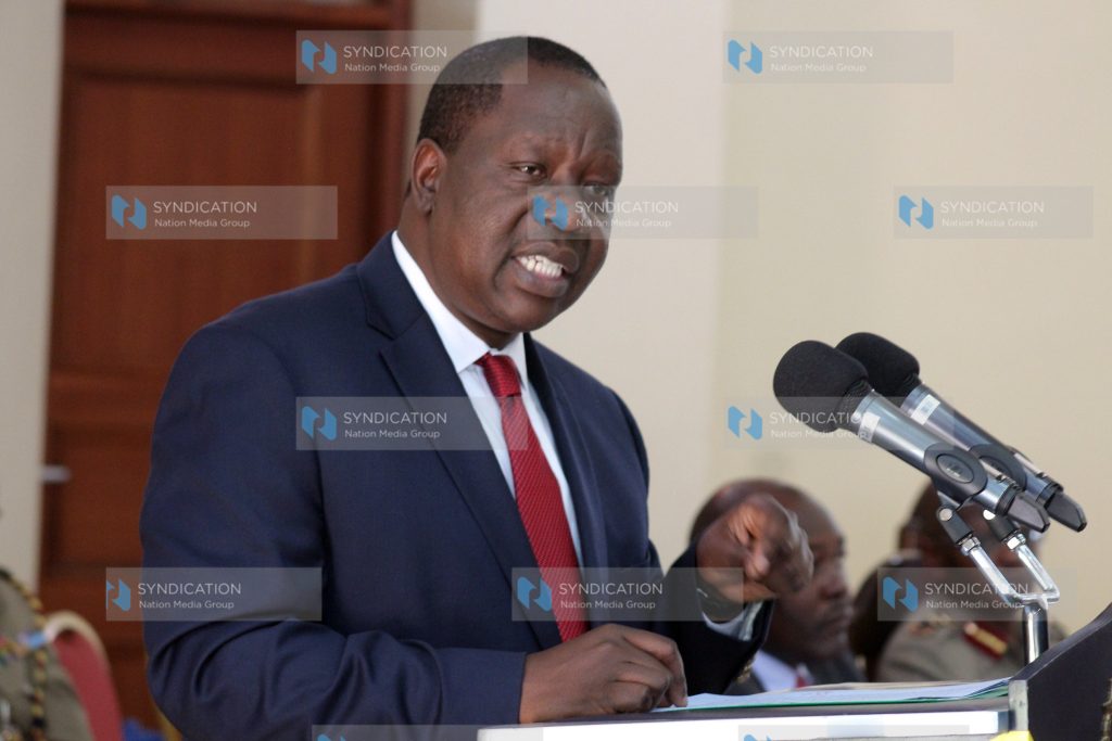 Dr Fred Matiang'i addressing the Police officers