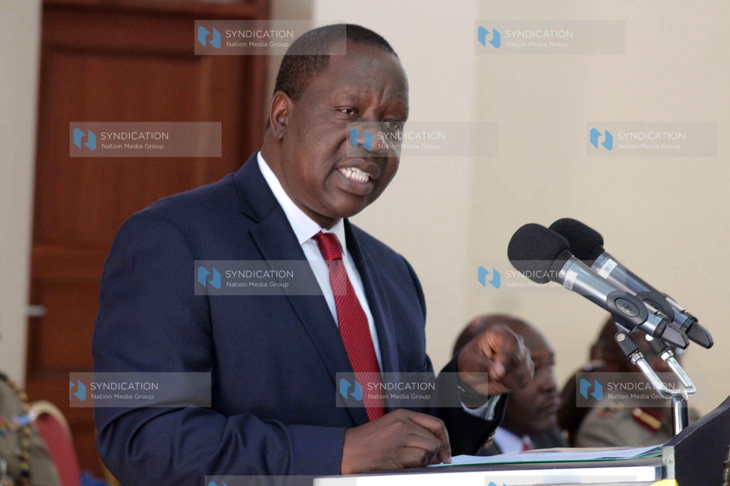 Dr Fred Matiang’i addressing the Police officers