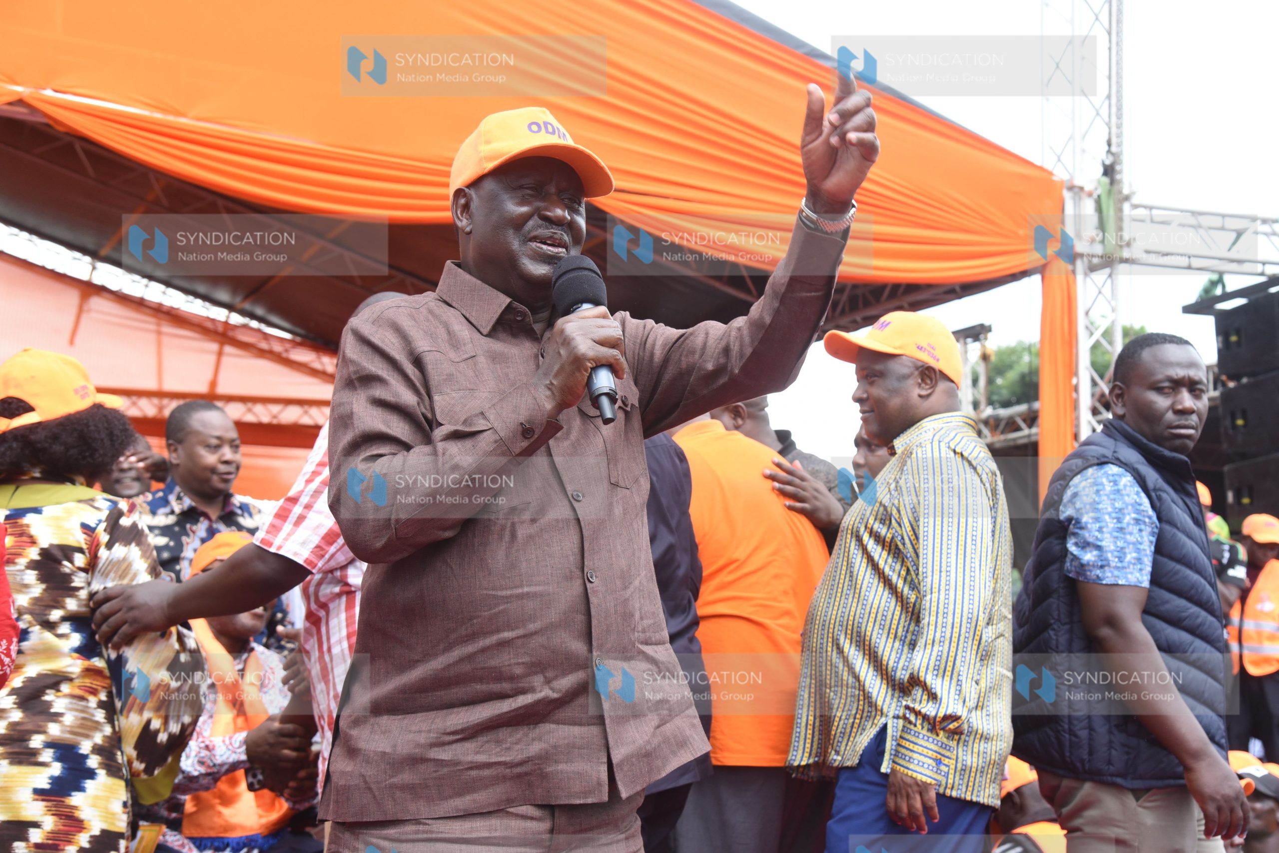 Raila Odinga addressing during thanksgiving ceremony for Vihiga senator Godfrey