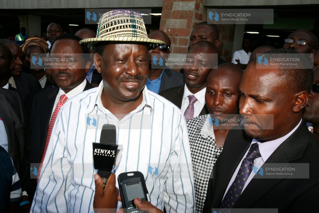CORD leader Raila Odinga addresses journalists