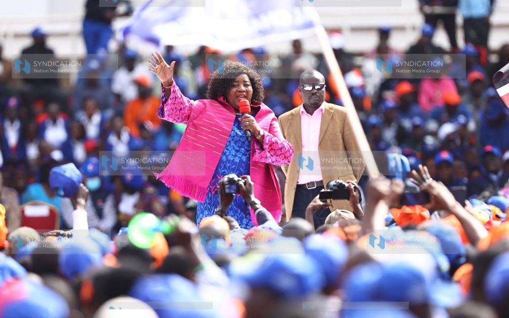 Azimio La Umoja Presidential Candidate Raila Odinga's wife Ida Odinga address supporters
