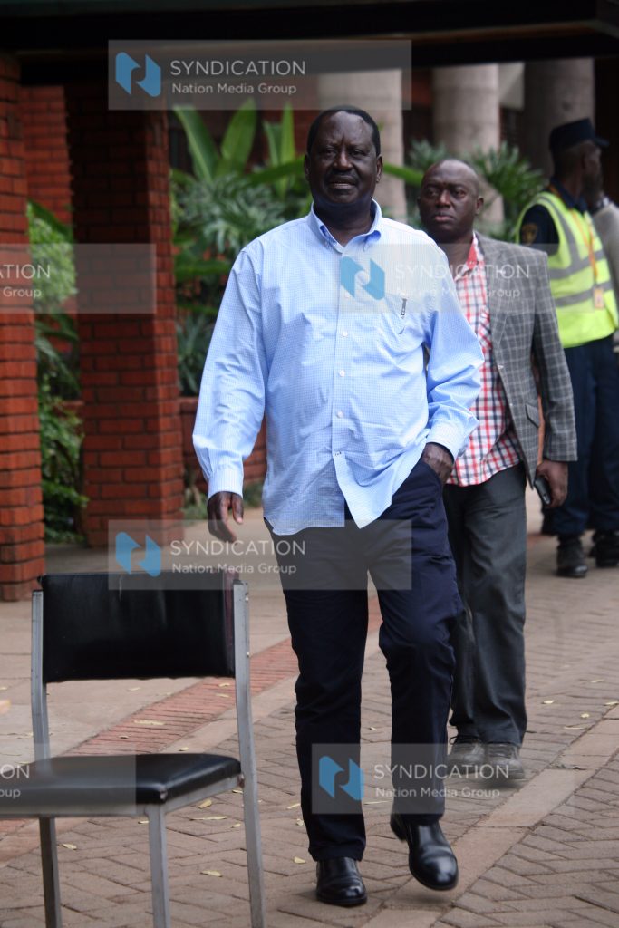 Cord Leader Raila Odinga walking from Agakhan Hospital