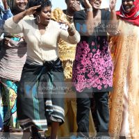 Rachel Shebesh dance during a rally in Kibera's Kamukunji