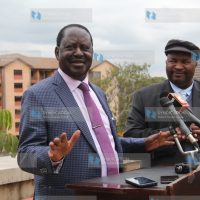 Raila Odinga with South African football investor Jomo Sono