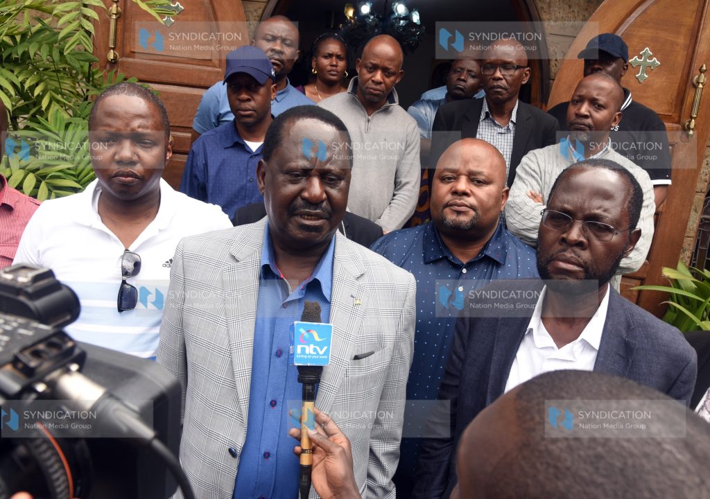 Raila Odinga and Kisumu Governor Anyang Nyong'o address journalists