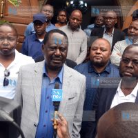Raila Odinga and Kisumu Governor Anyang Nyong'o address journalists