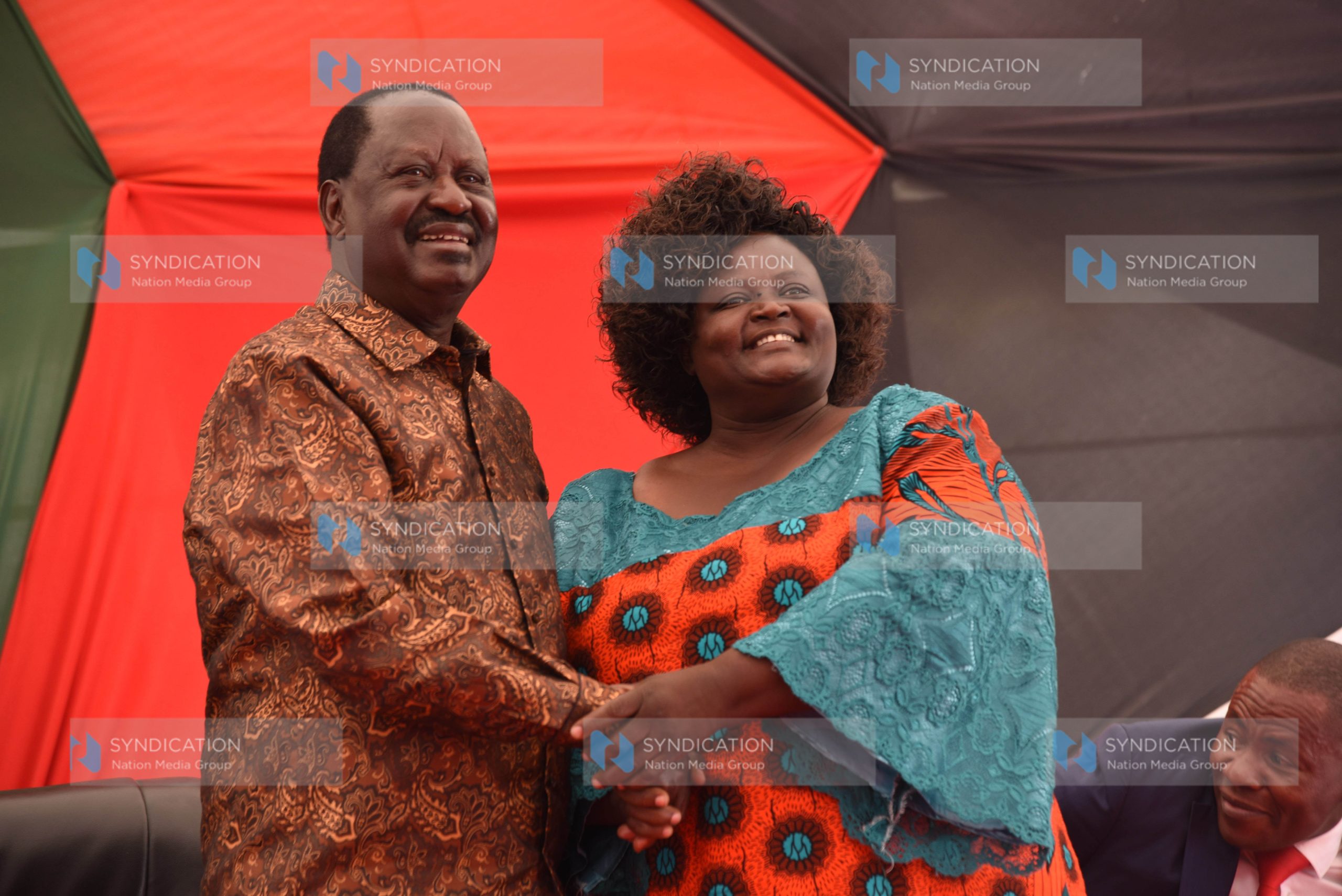 ODM Leader Raila Odinga with Homa Bay County Woman Representative Aspirant