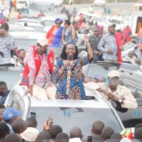 Narc Kenya Party leader Martha Karua addresses member of the public