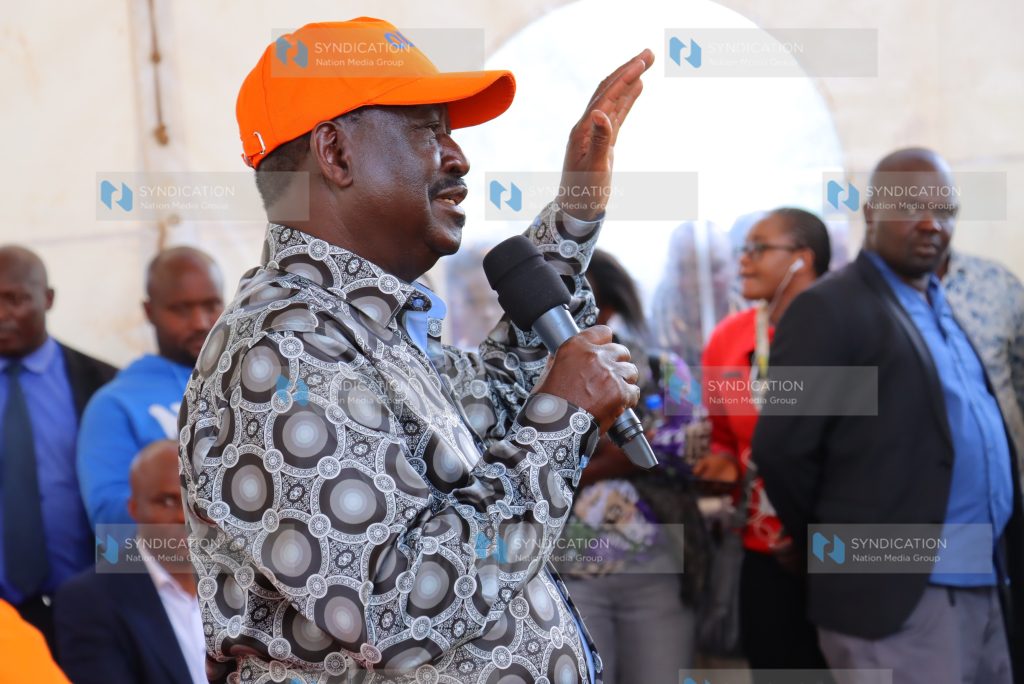 Raila Odinga meeting ODM delegates at Rangenyo Primary school grounds