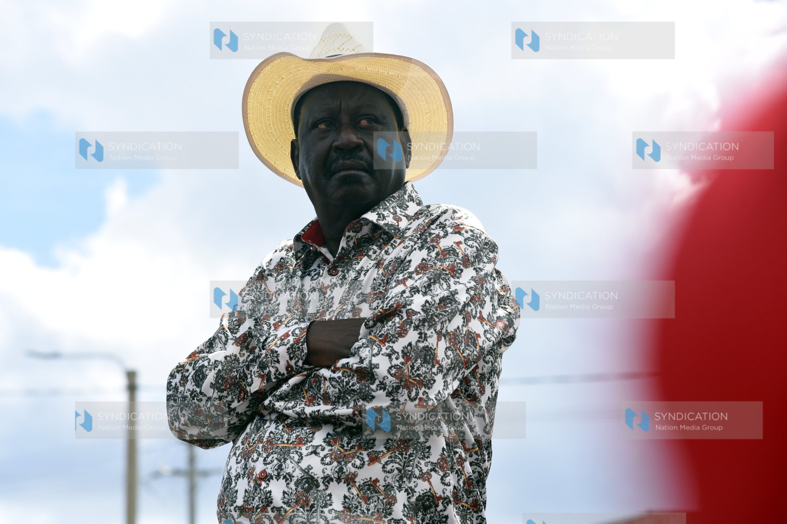 Raila Odinga looks on at Fagilia grounds in Utawala