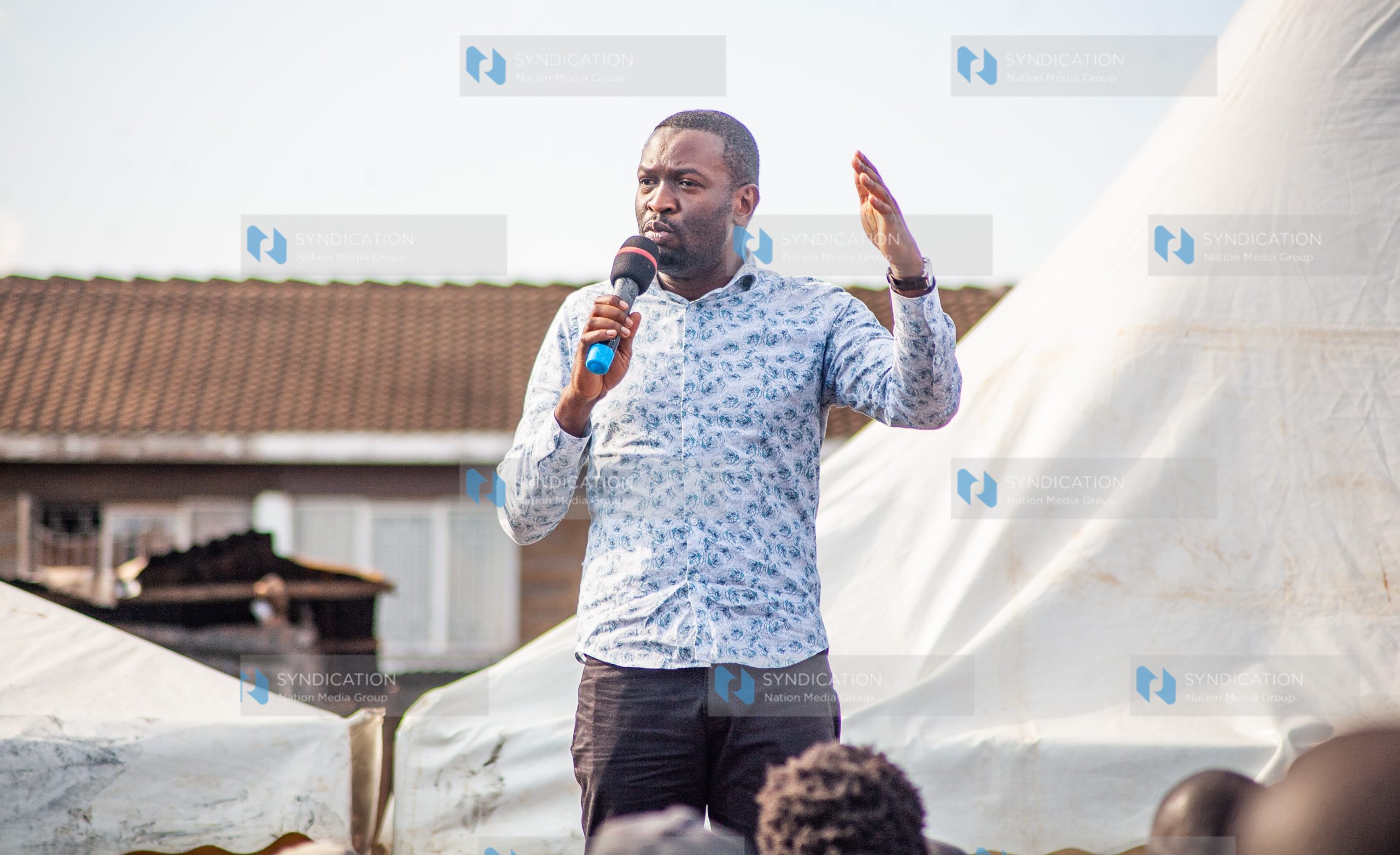 Nairobi Senator Edwin Sifuna addresses members of the public
