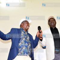 ODM Party leader Raila Odinga (right) and Nominated MP Maina Kamanda