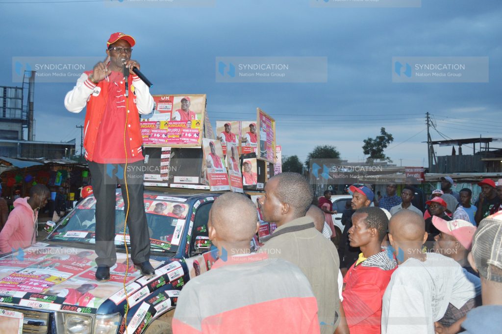 N’ganga Kinang’ara, Ruiru MP, addresses a gathering