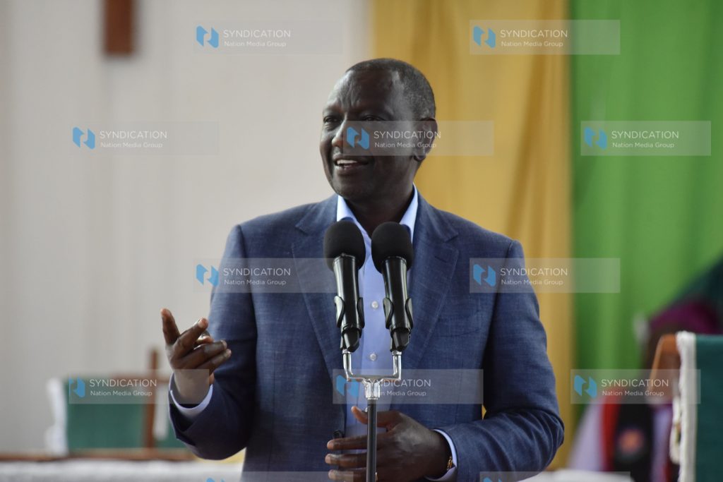 President William Ruto addressing during Sunday church service