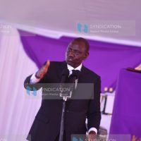 President William Ruto addressing during burial service