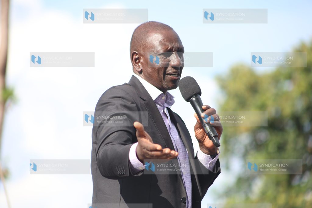 President William Ruto addressing a gathering at Maragua Ridge