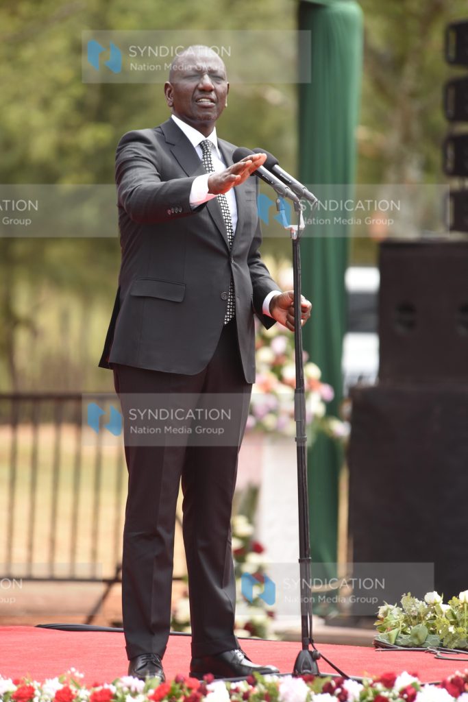 President William Ruto addressing at the burial ceremony