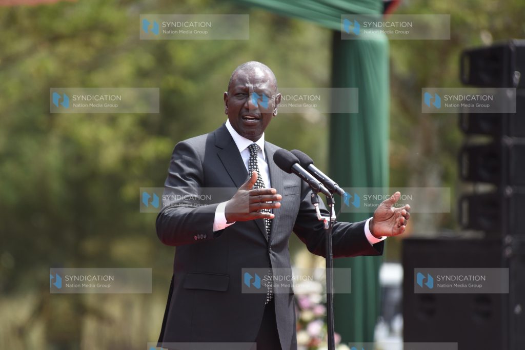 President William Ruto addressing at the burial ceremony