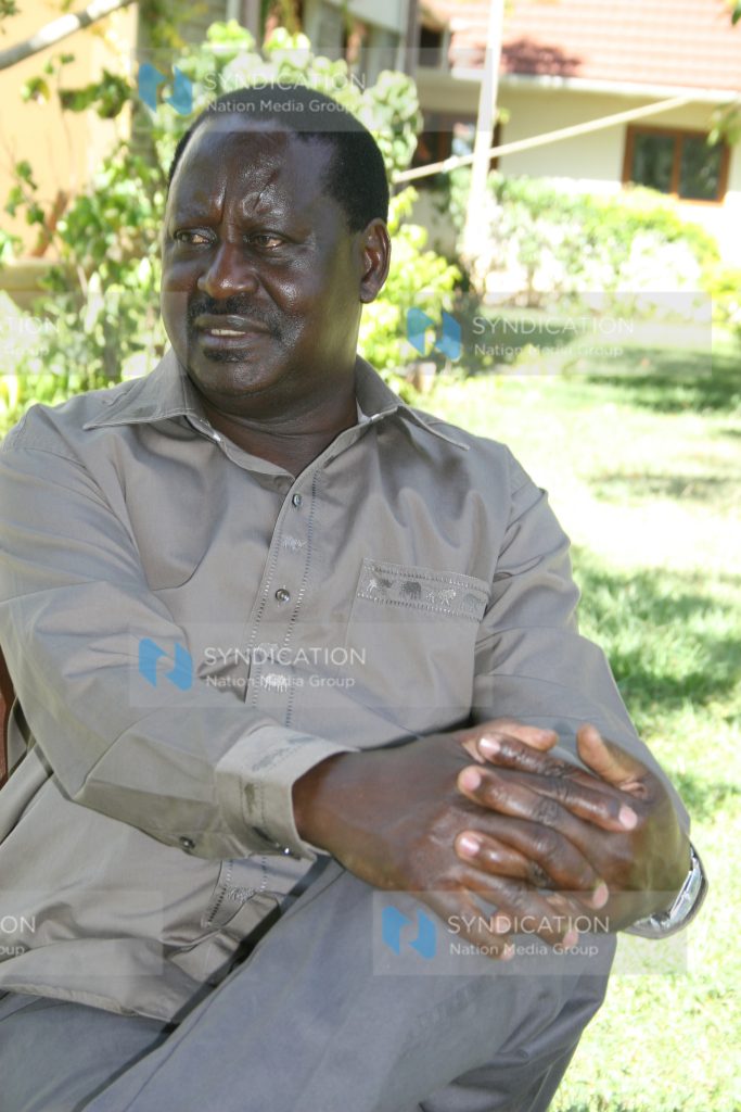Raila Odinga during an interview with the Sunday Nation