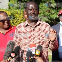 ODM Leader Raila Odinga briefs media at Lavington