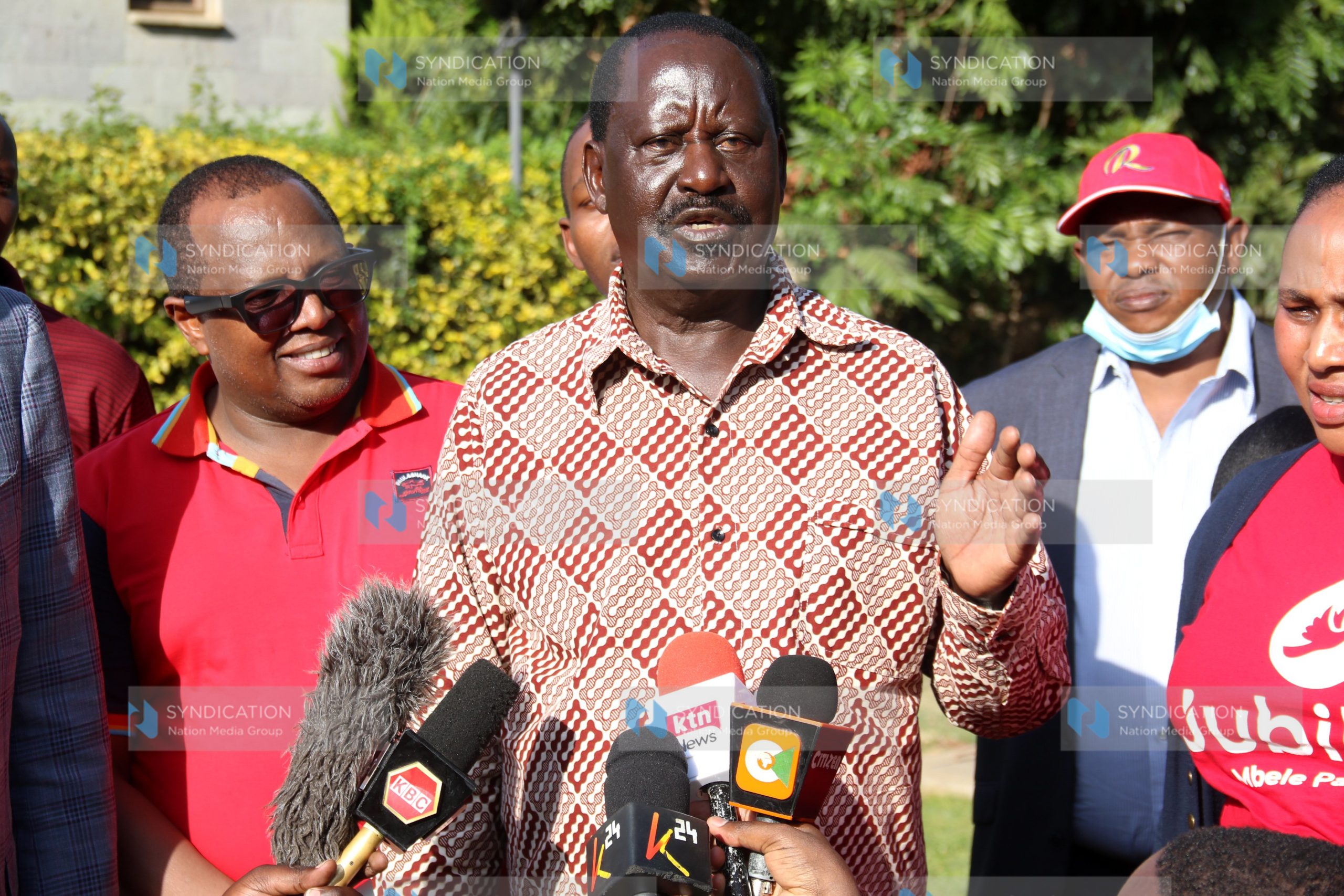ODM Leader Raila Odinga briefs media at Lavington