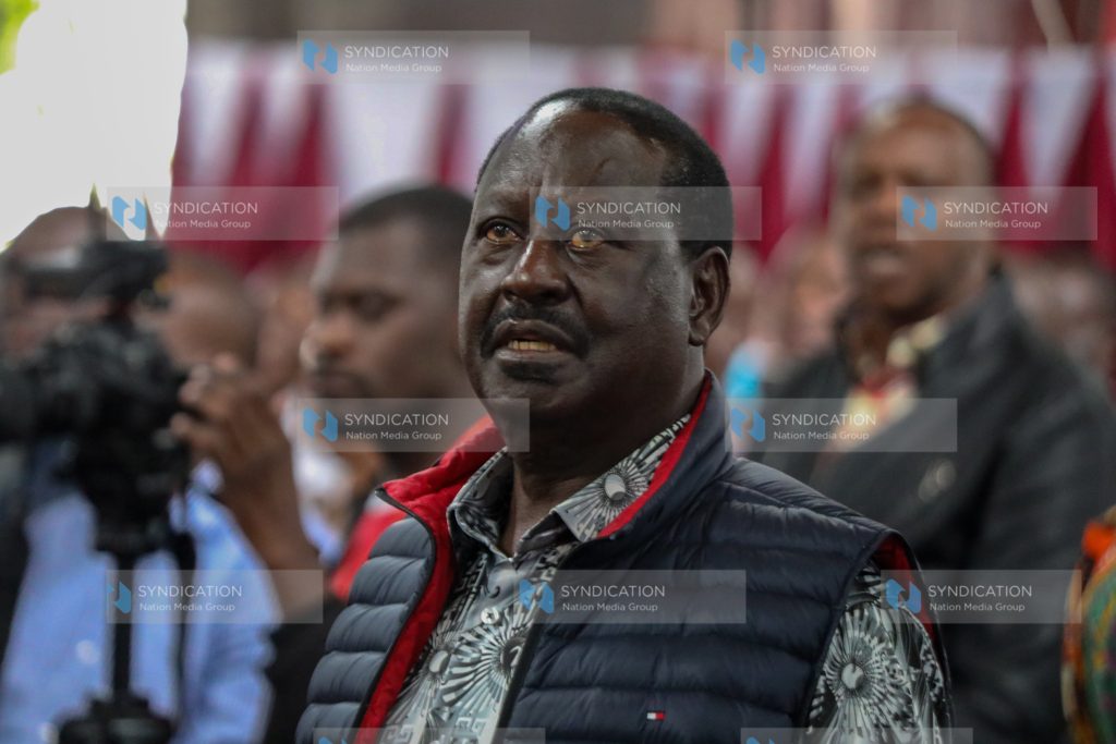 Opposition leader Raila Odinga at ACK ST Stephen Jogoo road