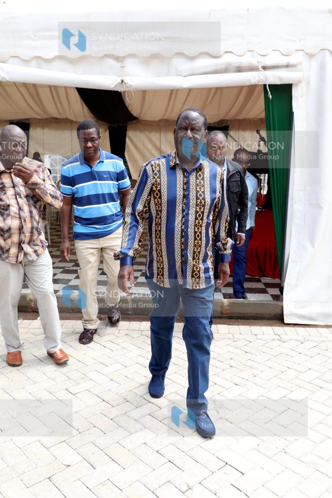 ODM leader Raila Odinga after addressing journalists