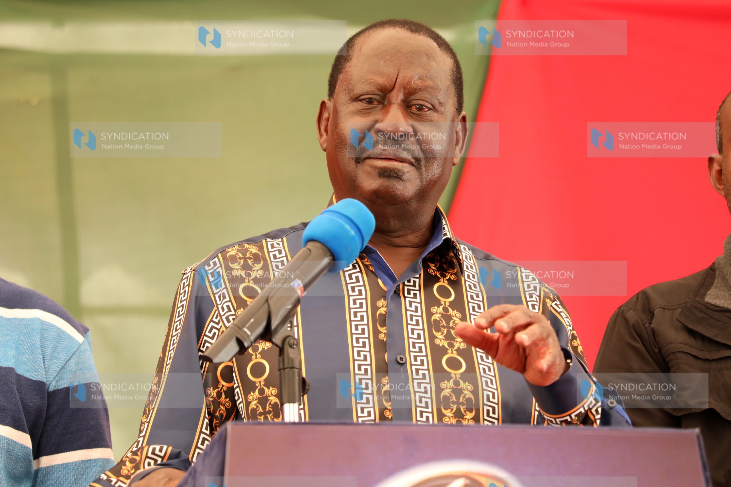 ODM leader Raila Odinga addressing journalists