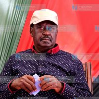 Raila Odinga in a pensive mood during a media briefing