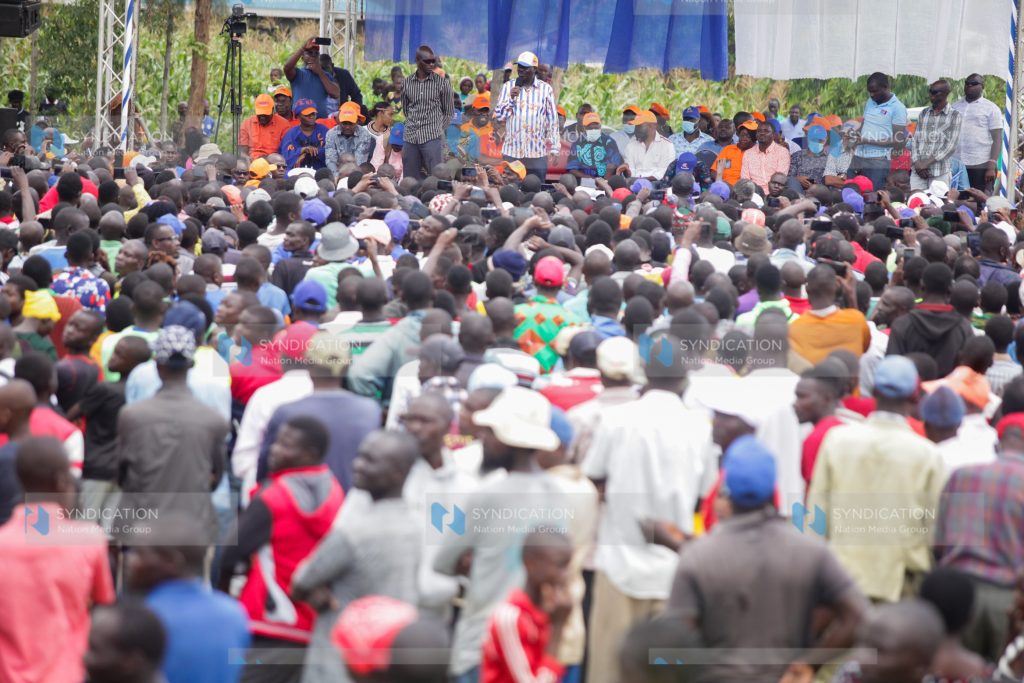 Azimio Presidential Candidate Raila Odinga at a campaign rally