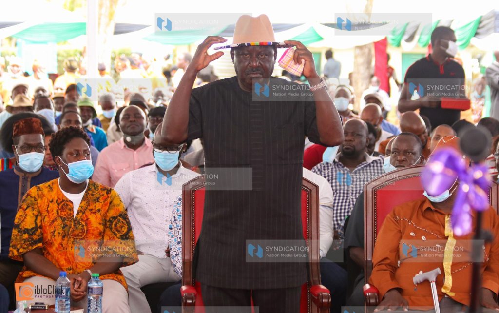 ODM leader Raila Odinga follows proceedings during an event