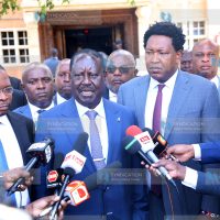 Azimio members addressing journalists